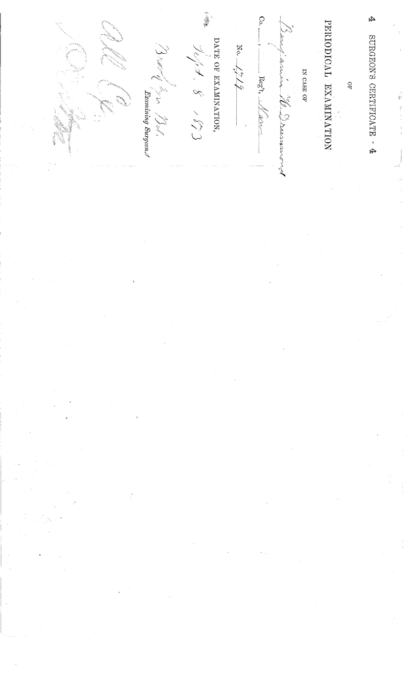 1873 Surgeon's Certificate of Pensioner Examination in which Drummond appears to have  claimed that he was wounded in the right arm just below the shoulder joint...