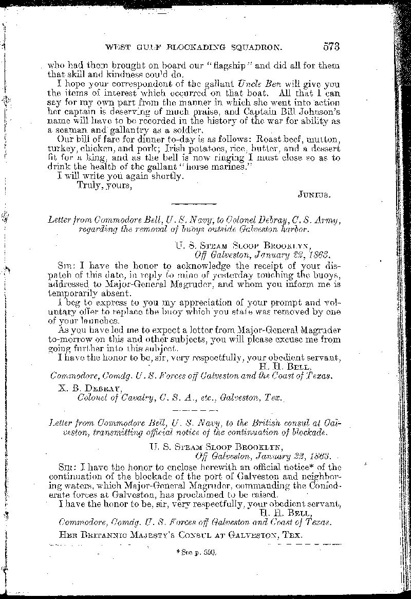 The naval fight off Sabine - Special to the Houston Telegraph (Page 4 of 4 pages).  This is in Volume 19 of the Official Records of the Union and Confederate Navies in the  War of the Rebellion.
