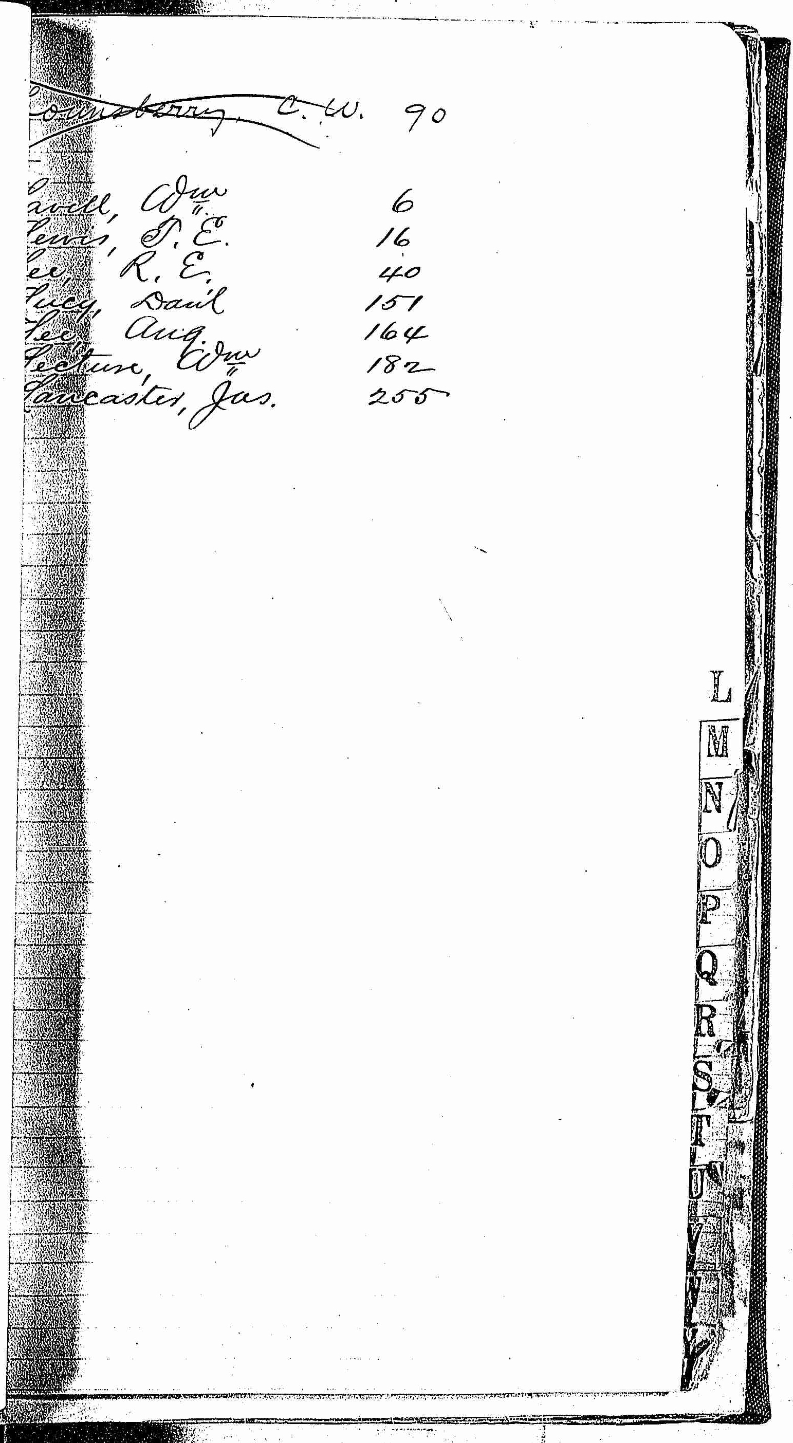 Index of patients - L - in the log Hospital Tickets and Case Papers - Naval Hospital - Washington, D.C. - 1866 to 1868