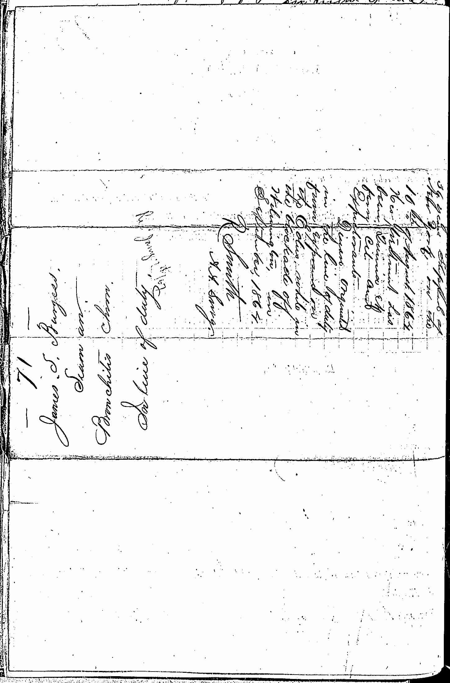 Entry for James S. Burgess (page 2 of 2) in the log Hospital Tickets and Case Papers - Naval Hospital - Washington, D.C. - 1865-68