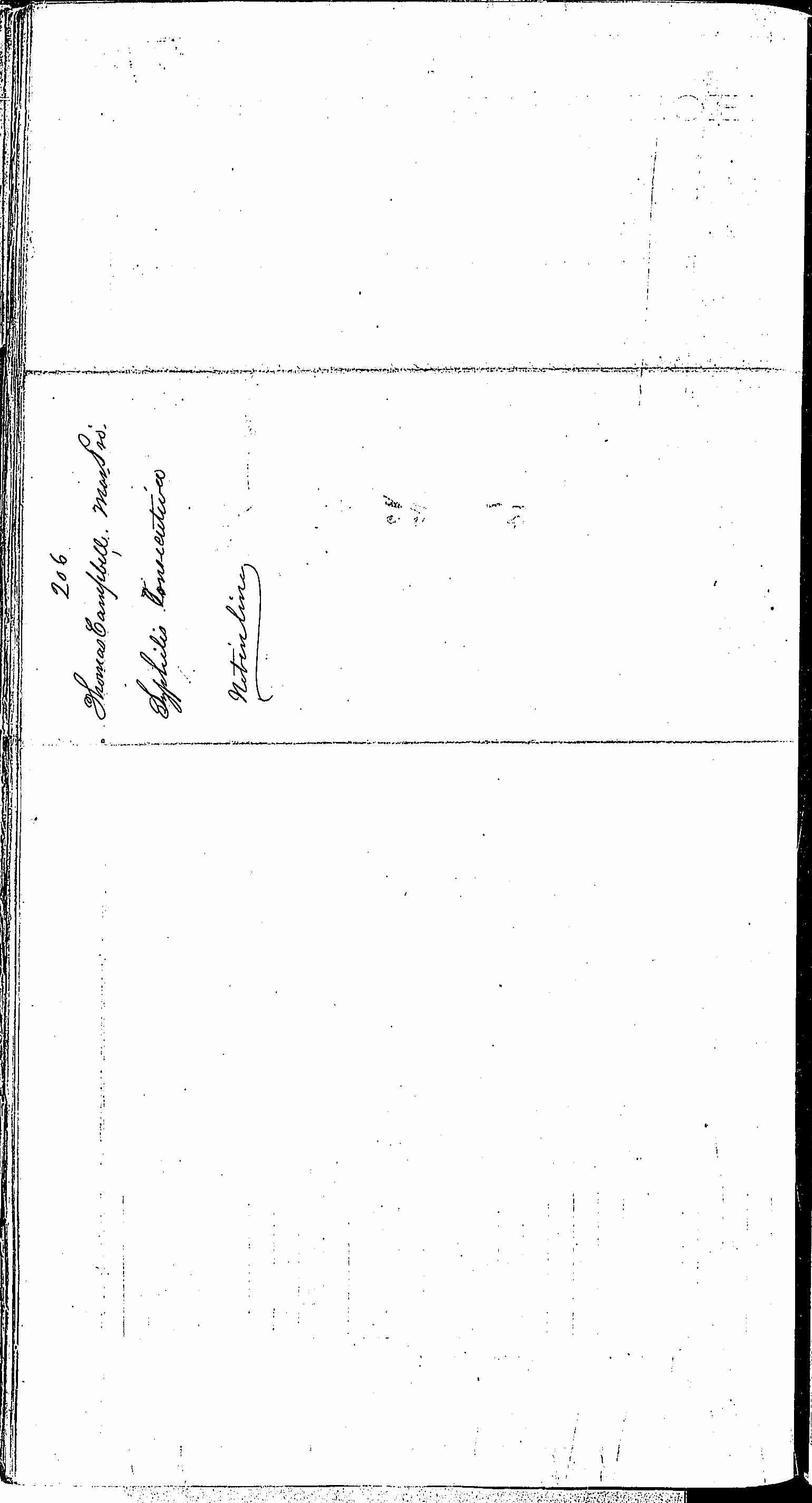 Entry for Thomas Campbell (third admission page 2 of 2) in the log Hospital Tickets and Case Papers - Naval Hospital - Washington, D.C. - 1866-68