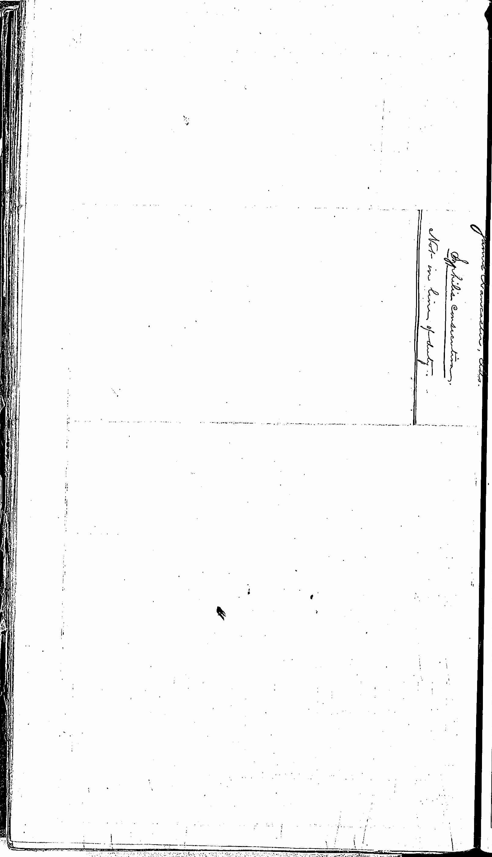 Entry for James Lancaster (page 2 of 2) in the log Hospital Tickets and Case Papers - Naval Hospital - Washington, D.C. - 1866-68