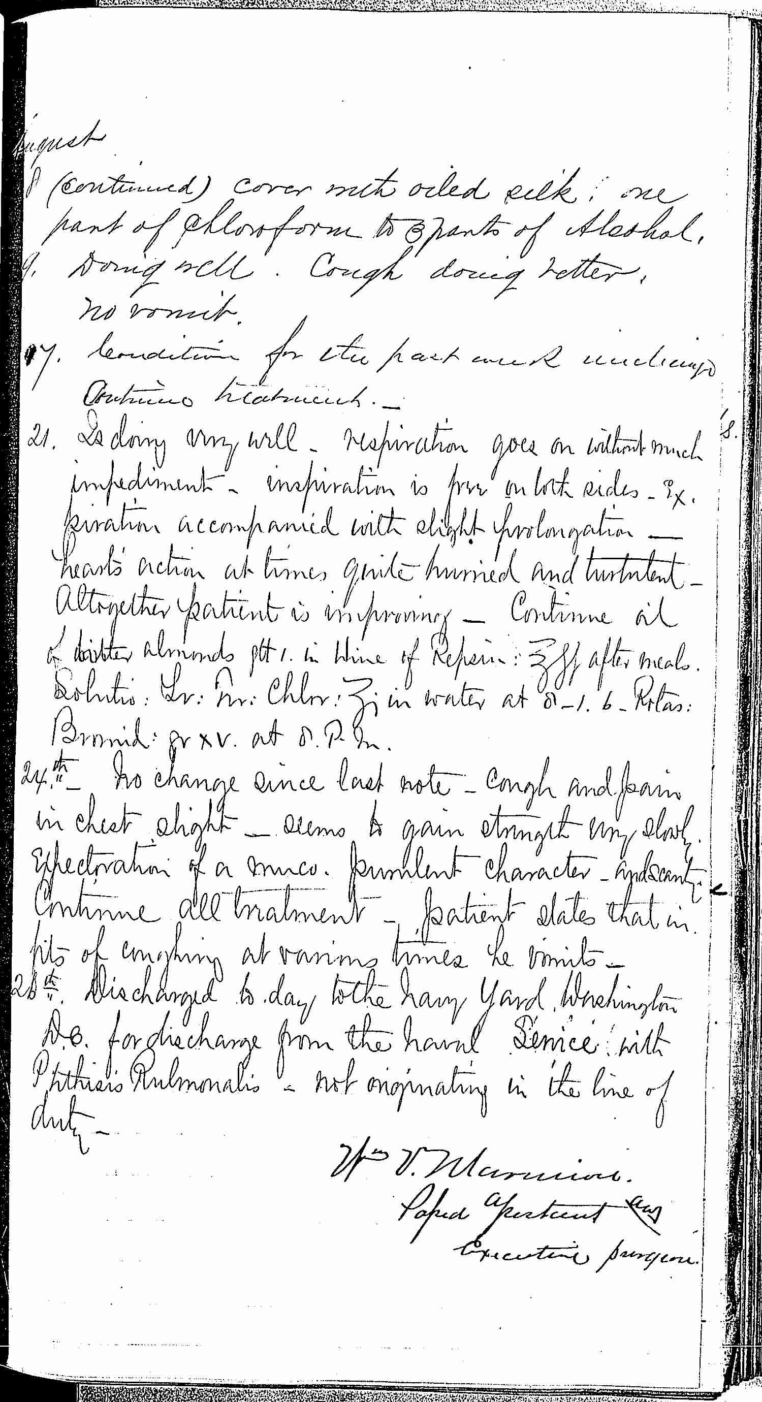 Entry for Hugh Riley (page 31 of 31) in the log Hospital Tickets and Case Papers - Naval Hospital - Washington, D.C. - 1868-69