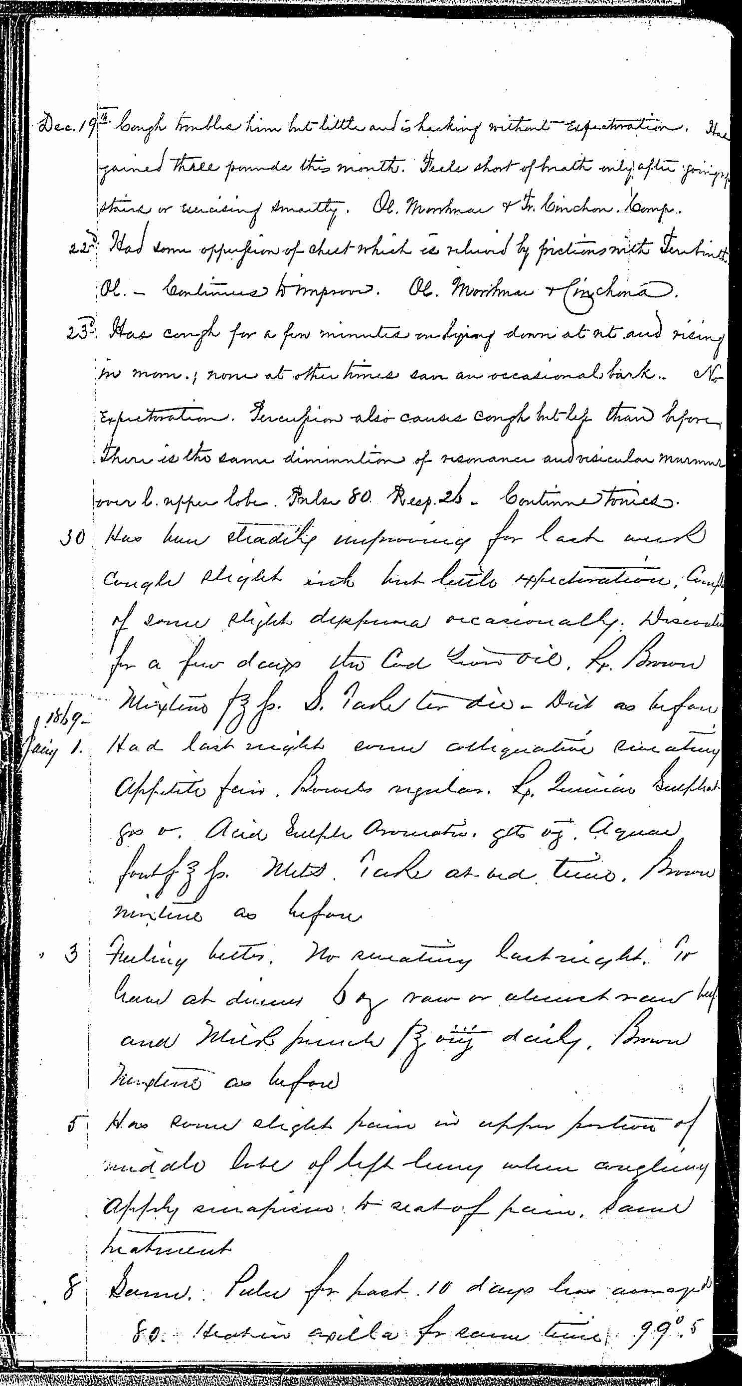 Entry for David Alexander (first admission page 4 of 5) in the log Hospital Tickets and Case Papers - Naval Hospital - Washington, D.C. - 1868-69