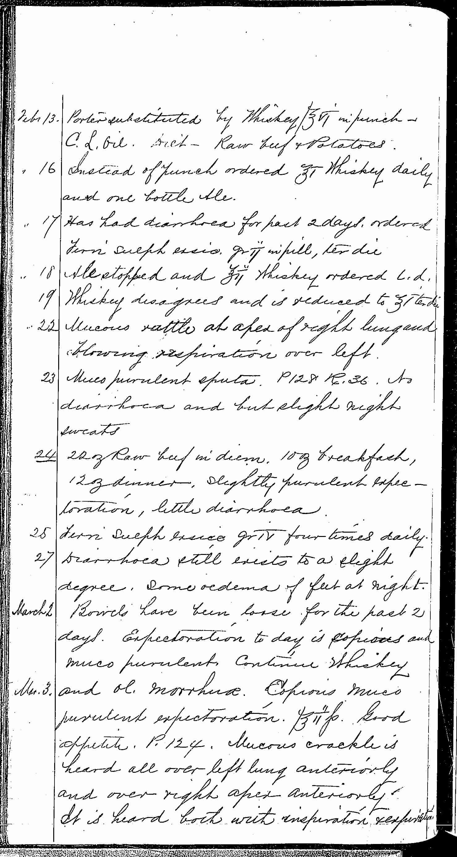 Entry for William Bathwell (page 8 of 13) in the log Hospital Tickets and Case Papers - Naval Hospital - Washington, D.C. - 1868-69