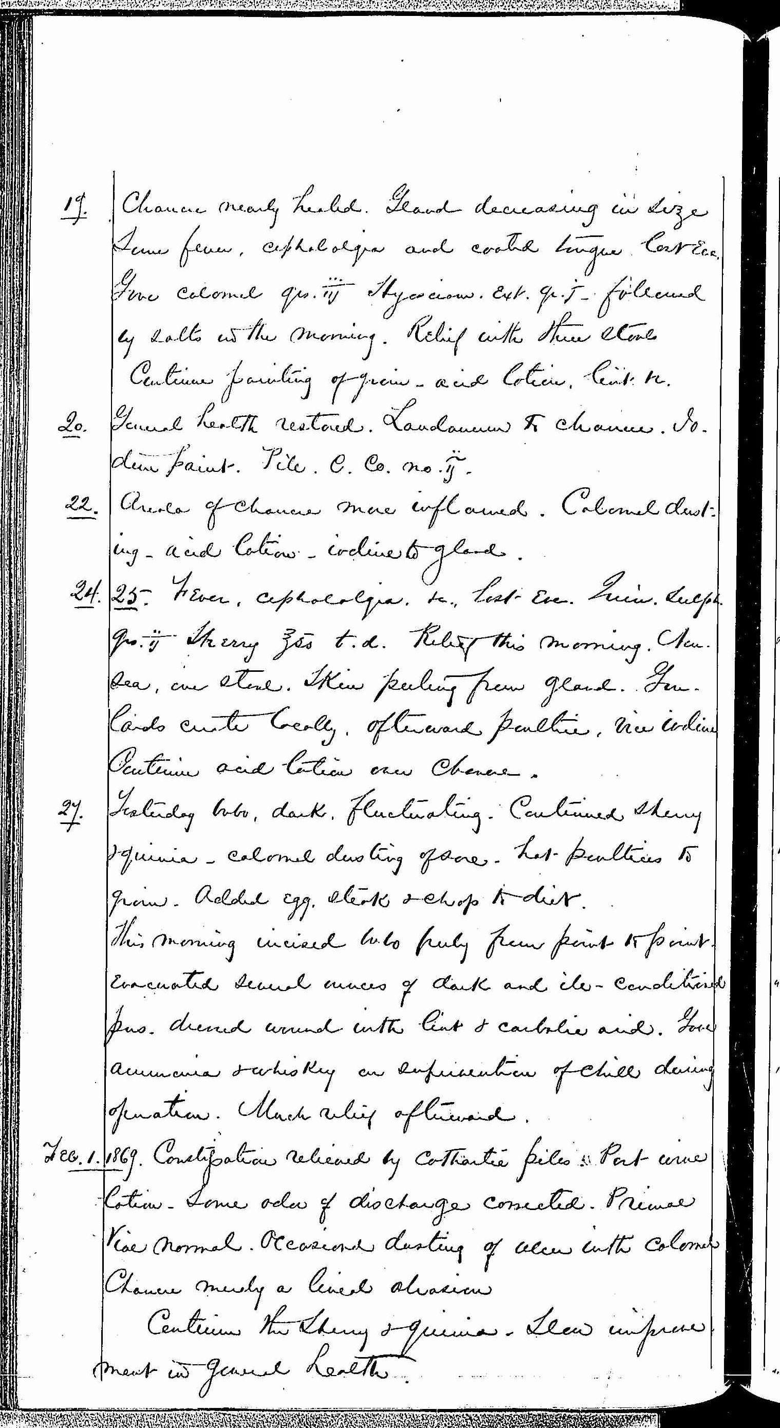 Entry for John H. Denning (first admission page 2 of 9) in the log Hospital Tickets and Case Papers - Naval Hospital - Washington, D.C. - 1868-69