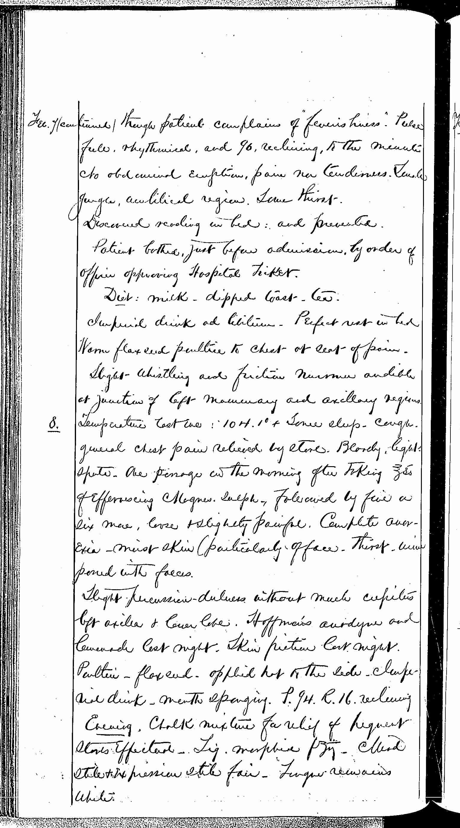 Entry for Theodore C. Waltenberg (page 2 of 4) in the log Hospital Tickets and Case Papers - Naval Hospital - Washington, D.C. - 1868-69