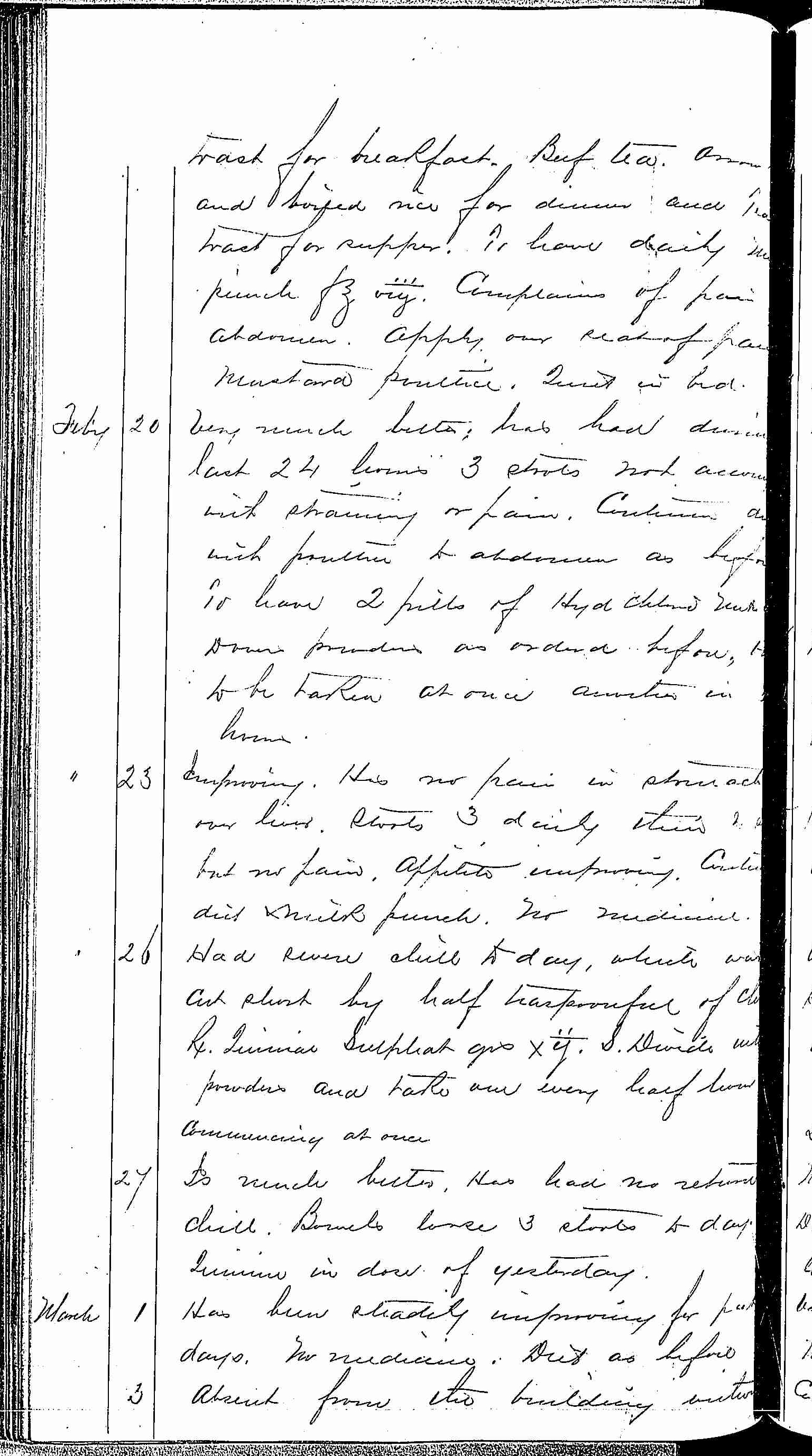 Entry for Edward Stevens (page 2 of 5) in the log Hospital Tickets and Case Papers - Naval Hospital - Washington, D.C. - 1868-69