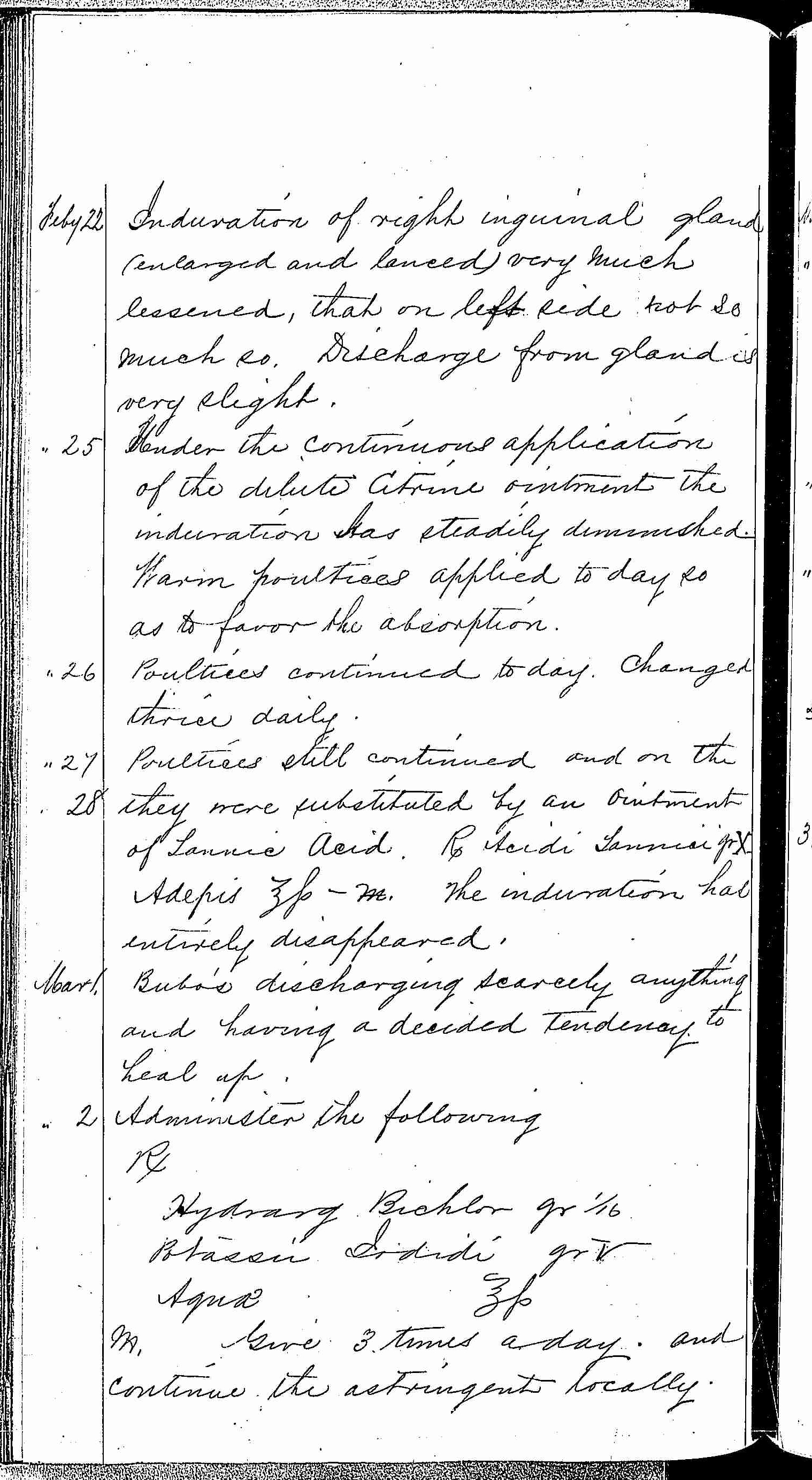 Entry for Lorenzo Parker (page 2 of 3) in the log Hospital Tickets and Case Papers - Naval Hospital - Washington, D.C. - 1868-69