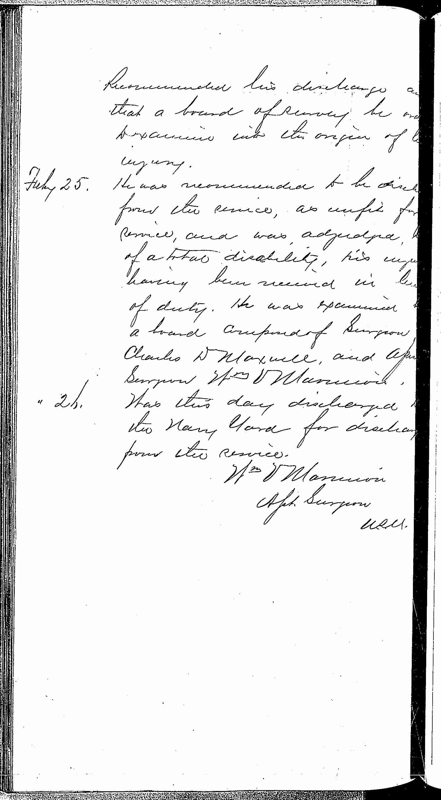 Entry for Edward W. Franklin (page 2 of 2) in the log Hospital Tickets and Case Papers - Naval Hospital - Washington, D.C. - 1868-69