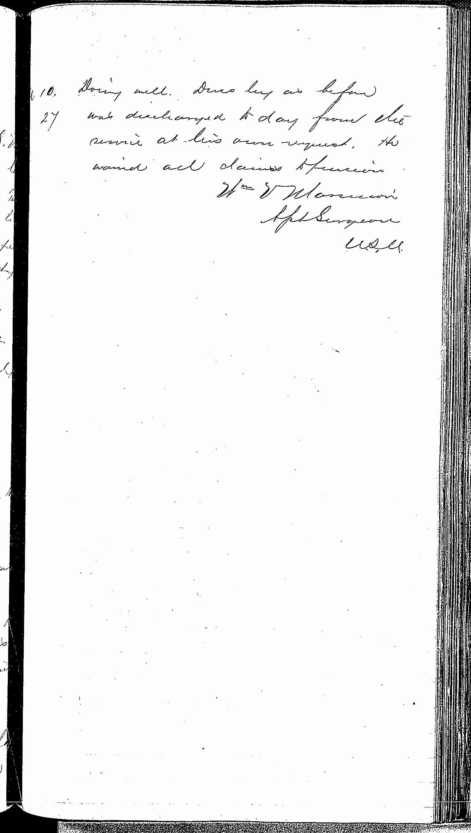 Entry for Joseph Poiler (page 3 of 3) in the log Hospital Tickets and Case Papers - Naval Hospital - Washington, D.C. - 1868-69