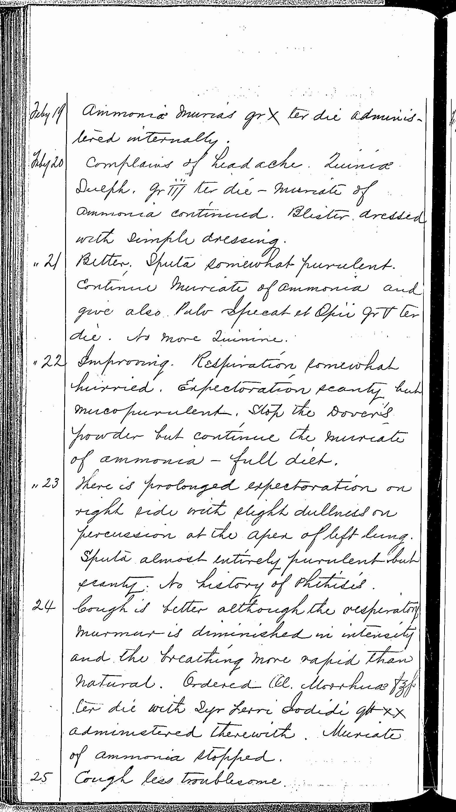 Entry for John Cadogan (page 2 of 3) in the log Hospital Tickets and Case Papers - Naval Hospital - Washington, D.C. - 1868-69
