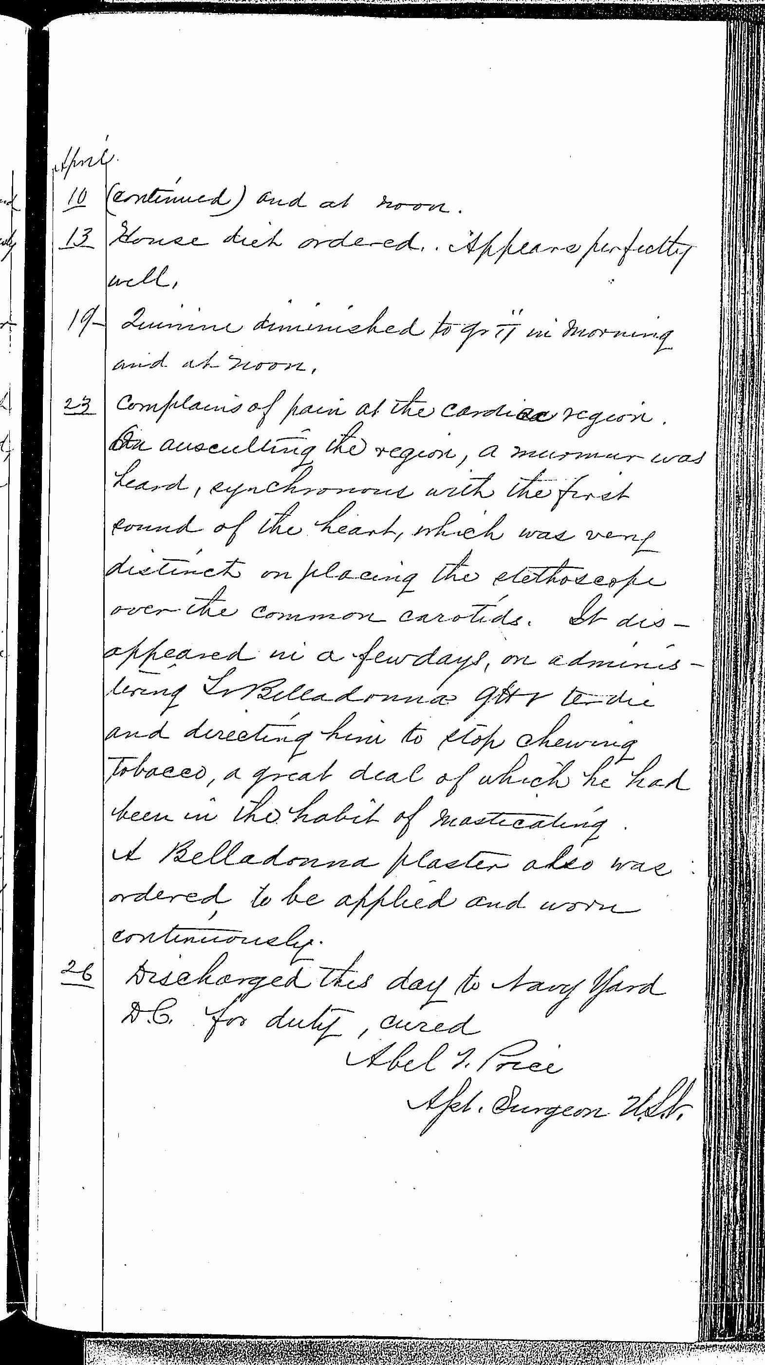 Entry for Thomas W. Coulter (page 3 of 3) in the log Hospital Tickets and Case Papers - Naval Hospital - Washington, D.C. - 1868-69