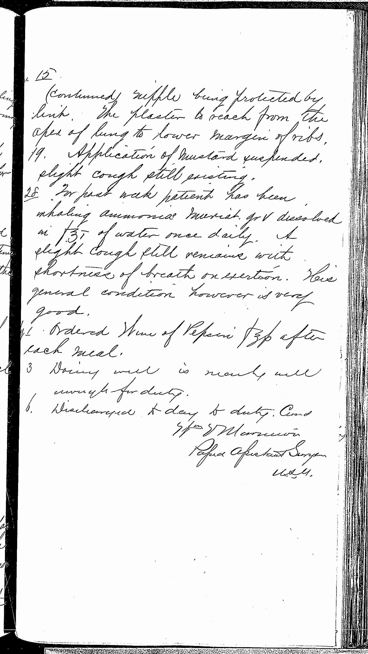 Entry for James W. Quinn (page 7 of 7) in the log Hospital Tickets and Case Papers - Naval Hospital - Washington, D.C. - 1868-69