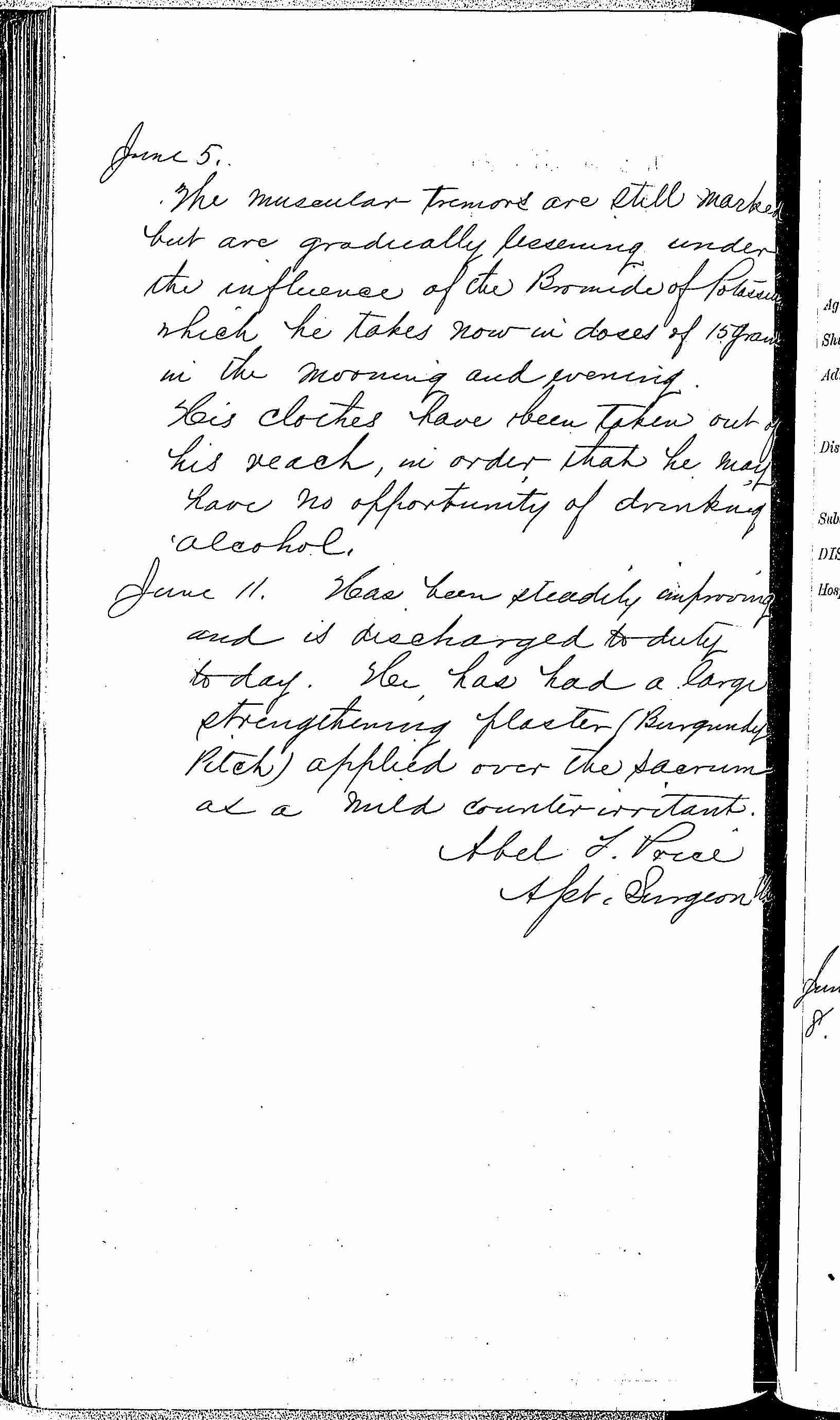 Entry for Richard Wood (page 2 of 2) in the log Hospital Tickets and Case Papers - Naval Hospital - Washington, D.C. - 1868-69