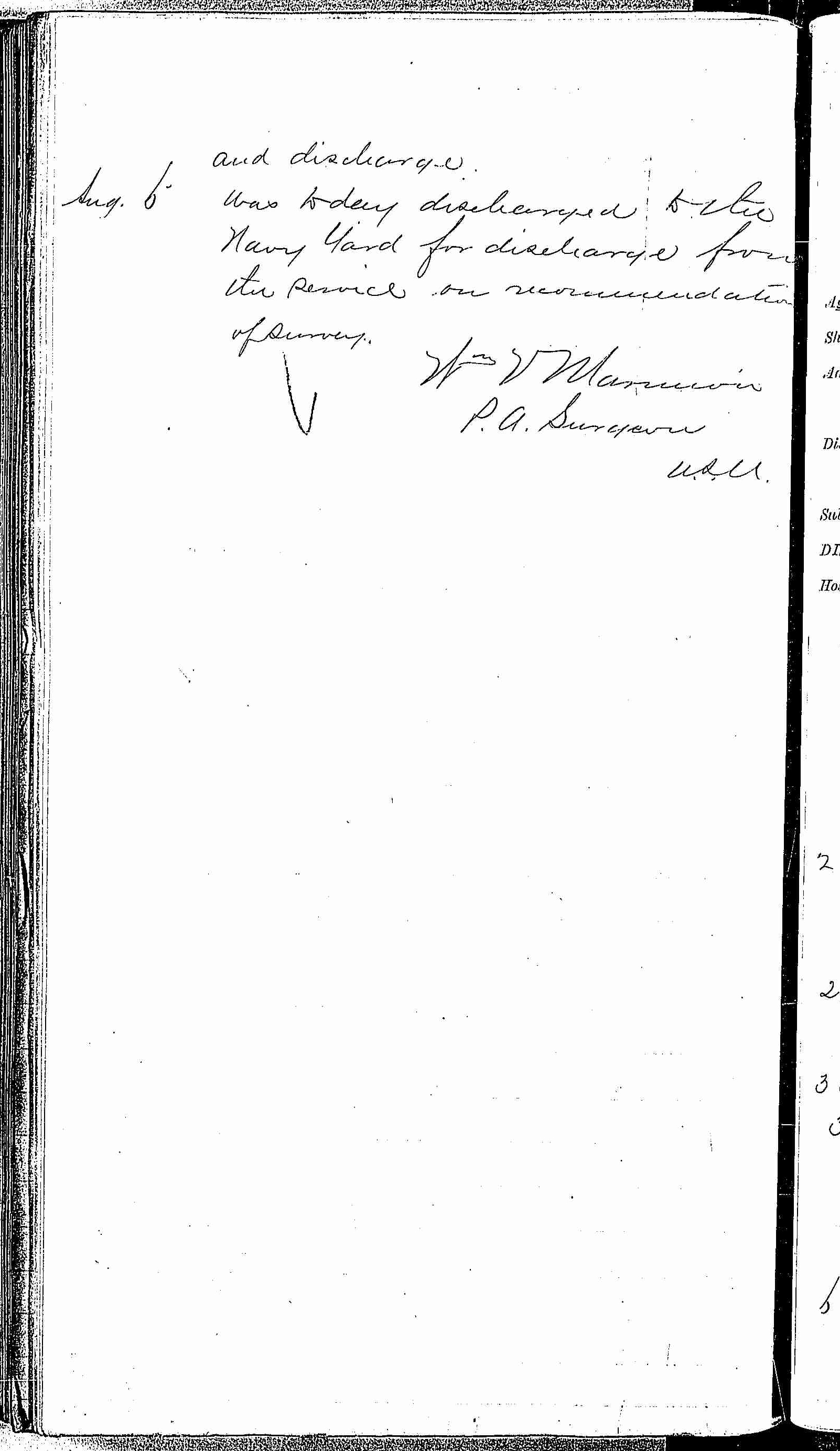 Entry for James Birley (page 2 of 2) in the log Hospital Tickets and Case Papers - Naval Hospital - Washington, D.C. - 1868-69