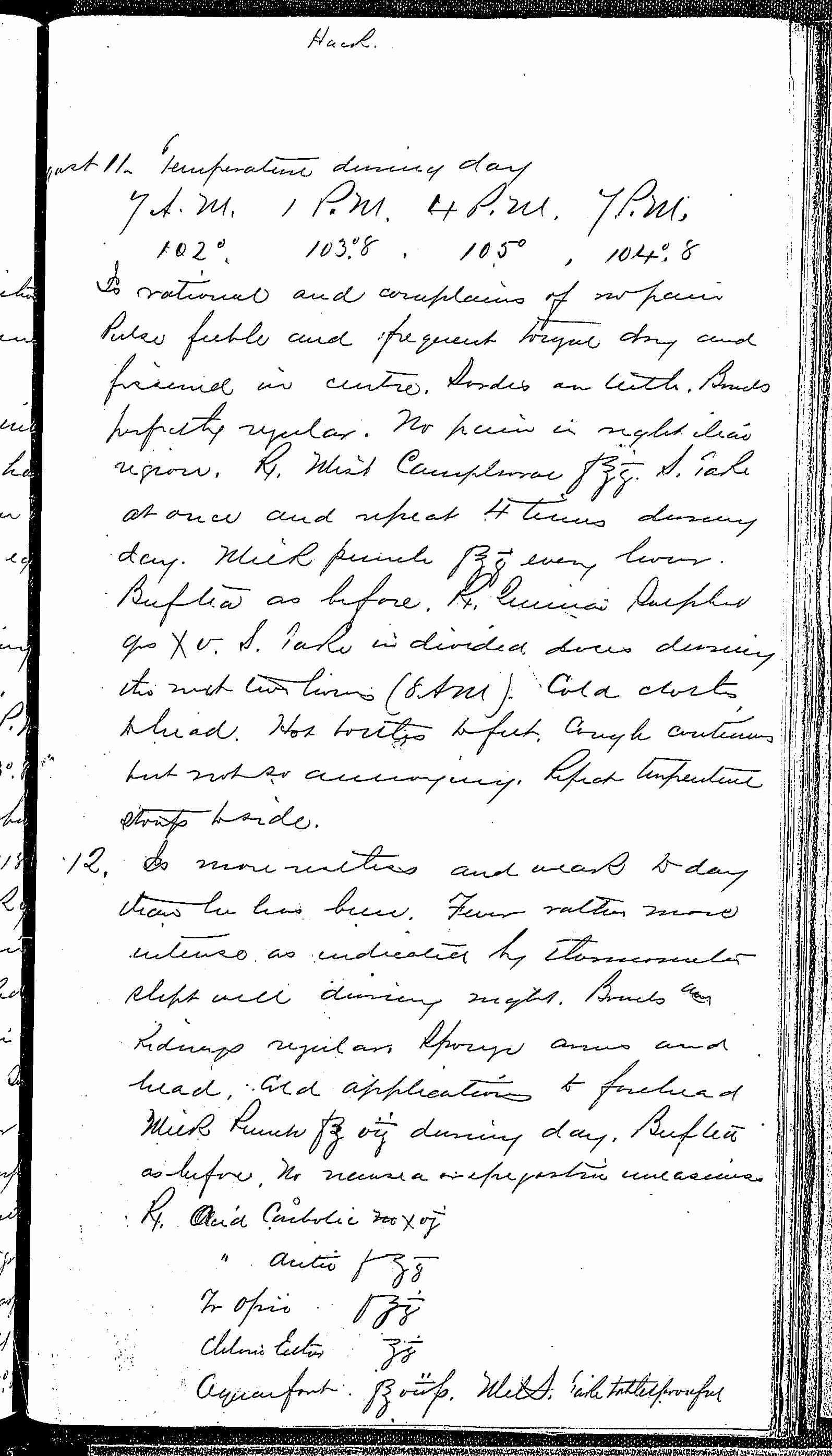 Entry for William Hack (page 5 of 7) in the log Hospital Tickets and Case Papers - Naval Hospital - Washington, D.C. - 1868-69