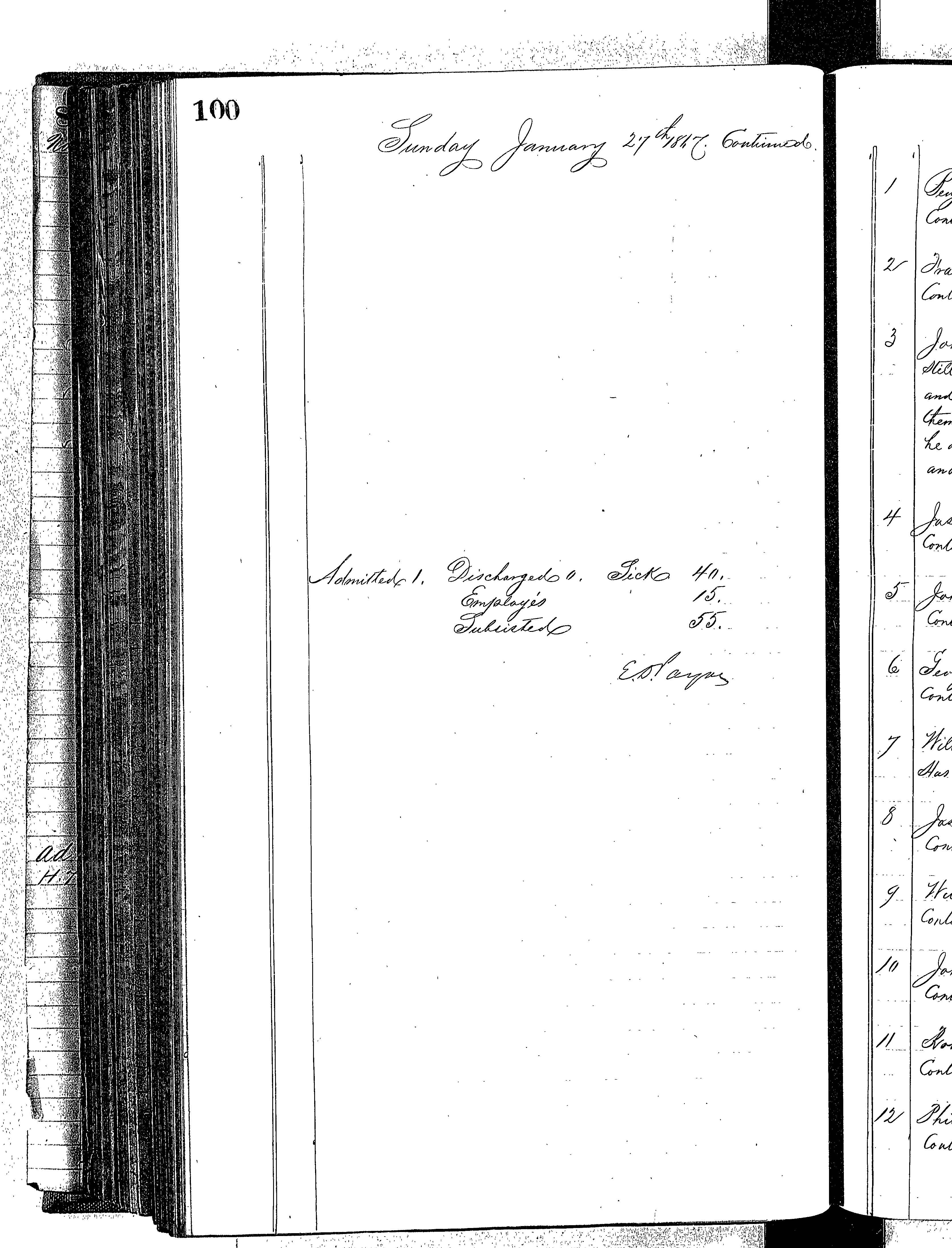 Patients in the Naval Hospital, Washington DC, on January 27, 1867 - Page 5 of 5, in the Medical Journal, October 1, 1866 to March 20, 1867