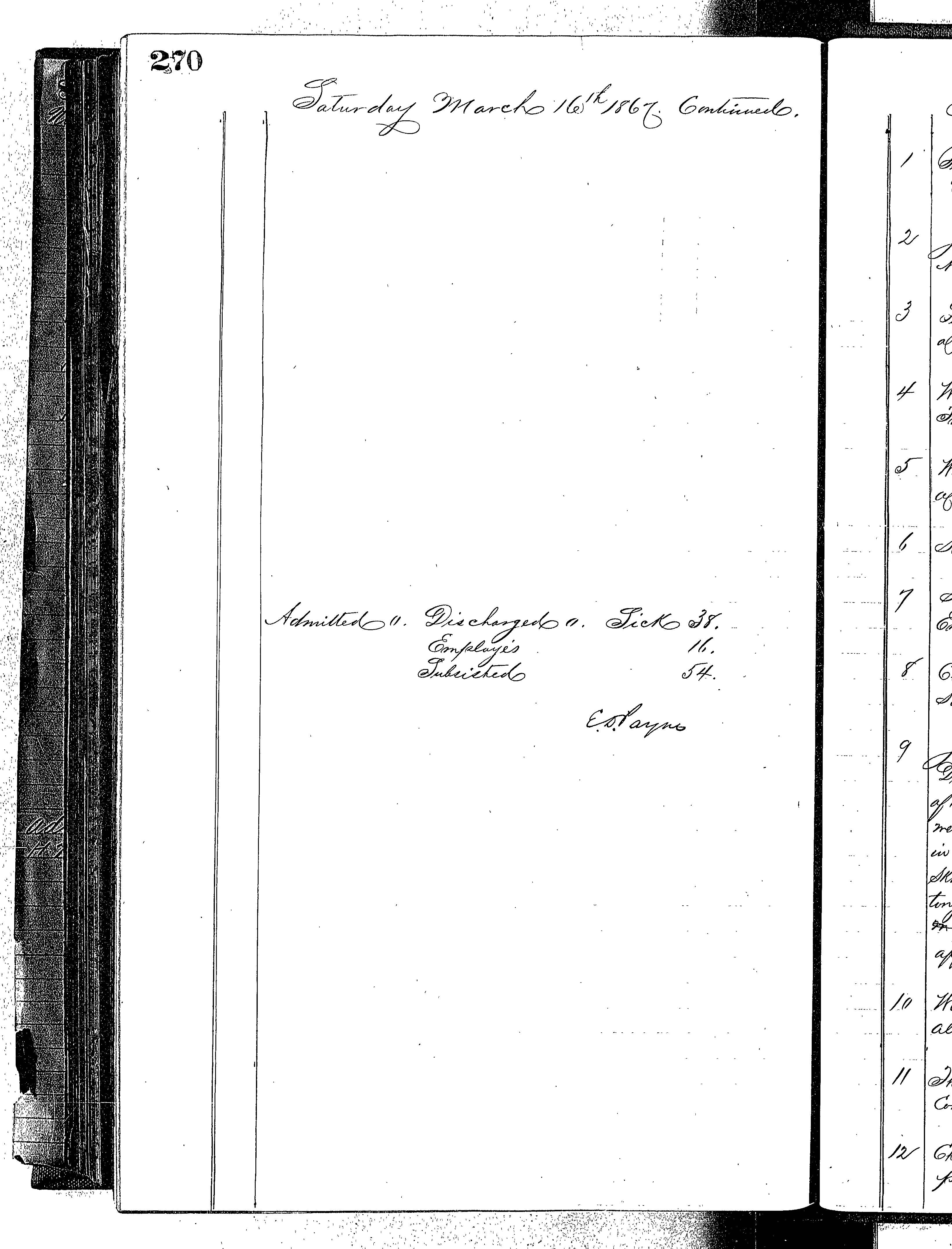 Patients in the Naval Hospital, Washington DC, on March 16, 1867 - Page 4 of 4, in the Medical Journal, October 1, 1866 to March 20, 1867