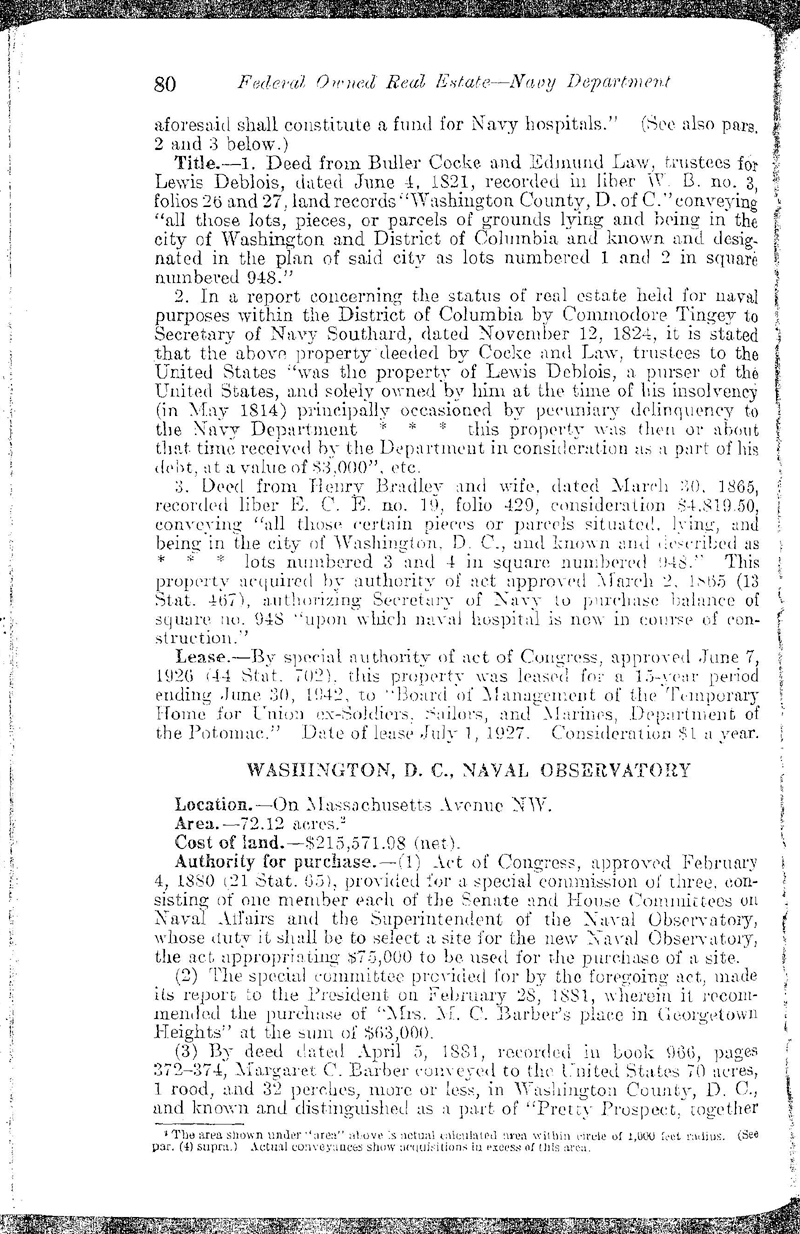 Page 80 from the book Federal Owned Real Estate Under the Control of the Navy Department (1937)