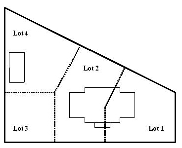 Map of Square 948 showing the original four lots