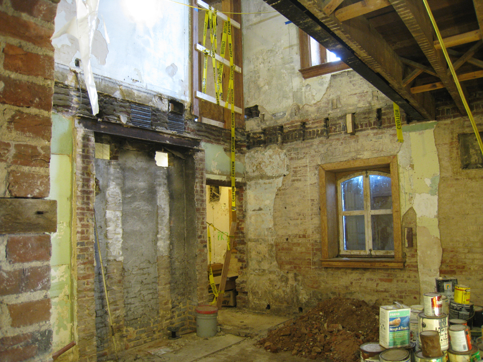 Ground Floor - Southwest Corner Looking at stairwell opening - September 8, 2010