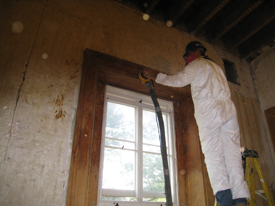 First Floor - Sanding Window Frames in Southeast Room - September 8, 2010