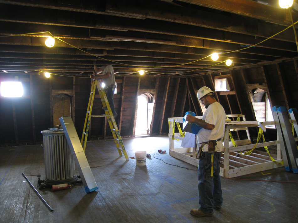 Third Floor - Installing Sheet Metal Ducts in East Room