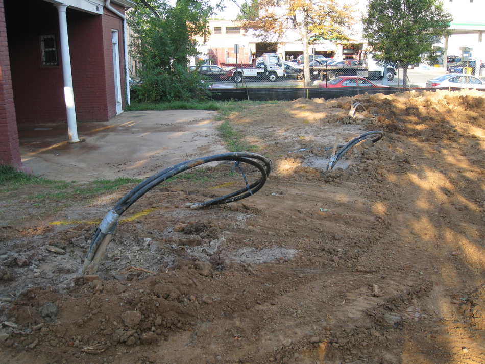 Geothermal/HVAC--Pipes sunk into 350 foot well in northwest corner