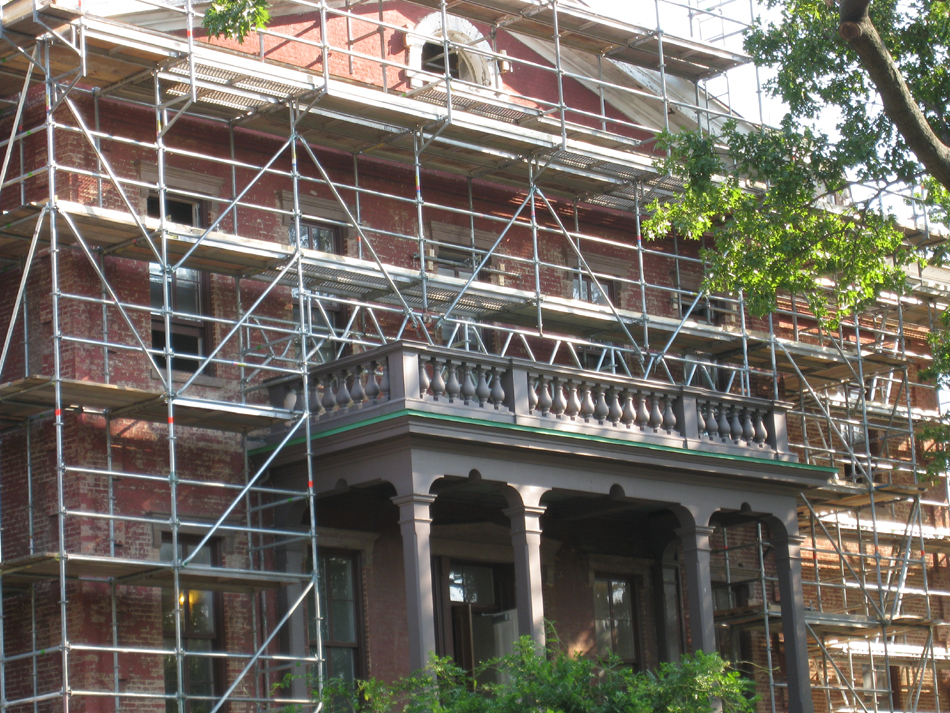 Elevation--South entrance, showing scaffold span over portico