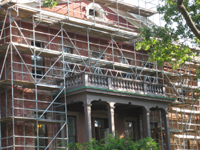 Elevation--South entrance, showing scaffold span over portico - September 22, 2010