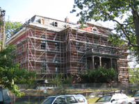 Elevation--South entrance, showing scaffold span over portico - September 22, 2010