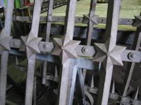 Fence - at G. Krug and Sons - detail of stars after sandblasting - September 28, 2010