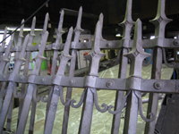 Fence - at G. Krug and Sons - detail of fillets (scrolls) and top spears after sandblasting - September 28, 2010