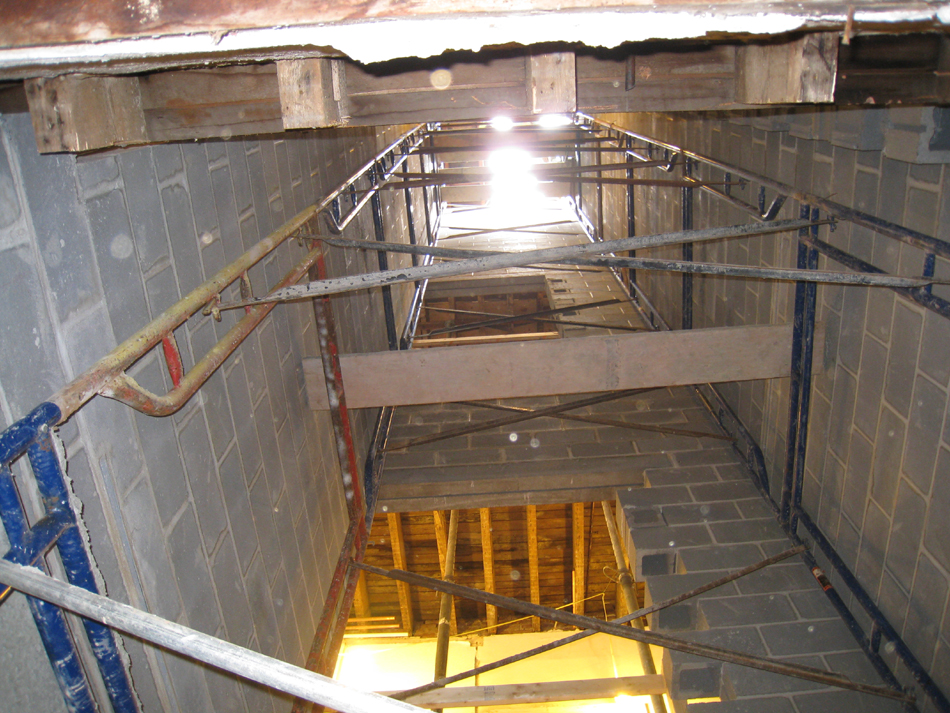 Ground Floor--Elevator shaft looking up