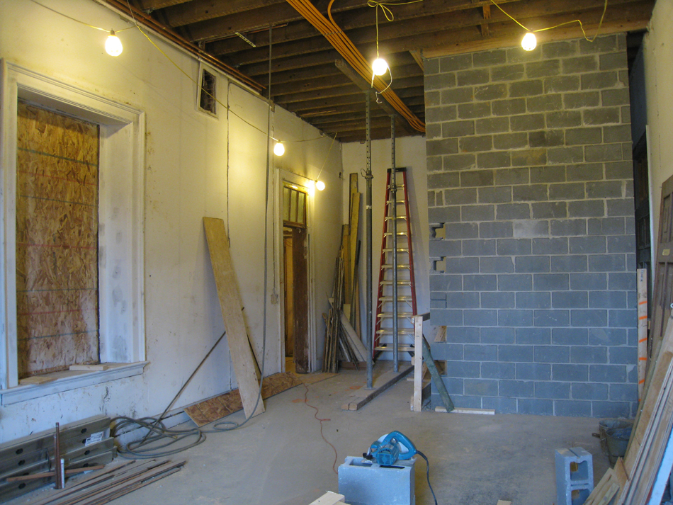 First Floor--North west room with elevator shaft