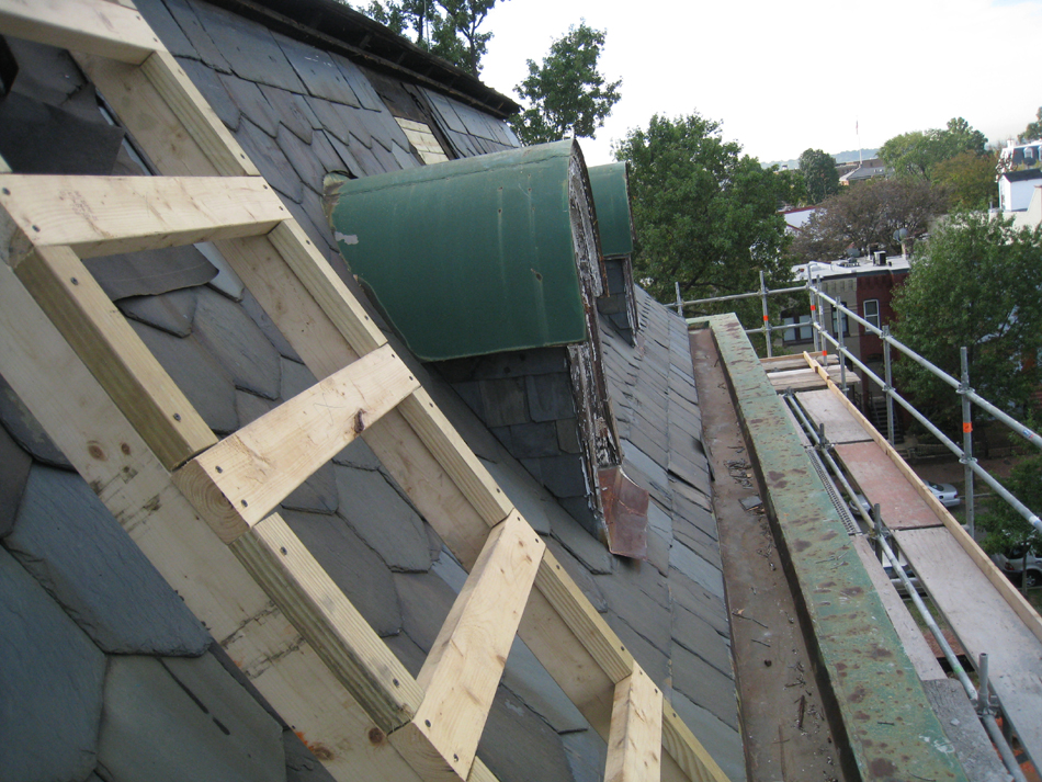 Roof--West Mansard roof, looking south