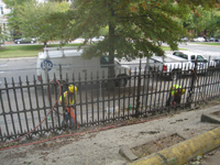 Fence--Removal of cement from bottom of fence on Pennsylvania Ave. side - October 19, 2010