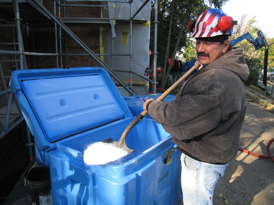 Elevation--Ice crystals (carbon dioxide) used for removing exterior paint