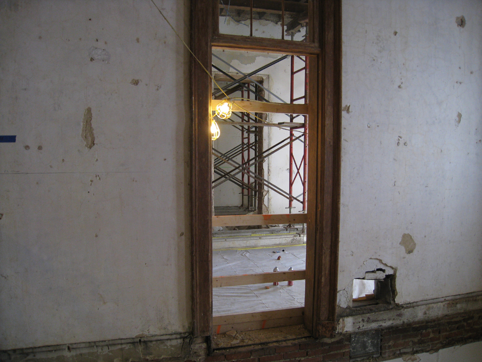 Second Floor--Shoring for walls to be removed from entrance to west stairwell