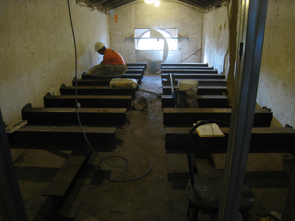 Third Floor--South central room showing shoring for removal of supporting walls on second floor