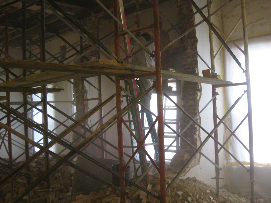 Second Floor--Detail--Demolition of the two central walls (from west side).