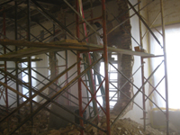 Second Floor--Detail--Demolition of the two central walls (from west side) - November 3, 2010