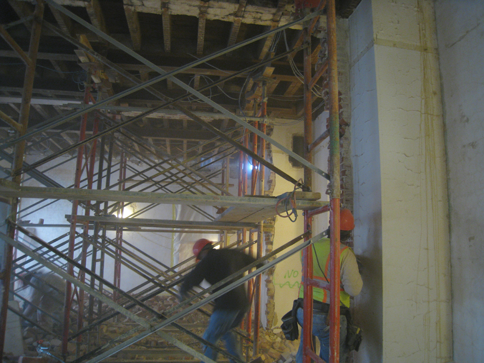 Second Floor--Demolition of the two central walls (from east side)