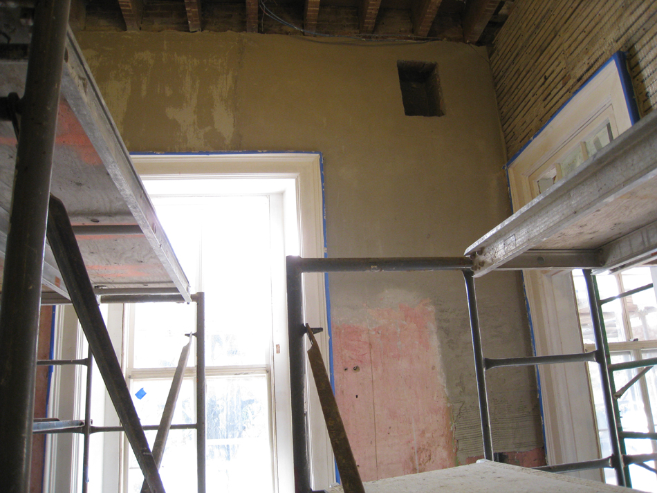 Second Floor--Southeast room--South wall. New base applied (see 5571)