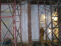 Second Floor--Center south room,  North wall.  Newly opened room.  Two walls demolished - November 5, 2010