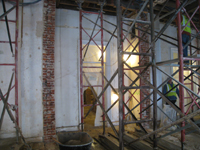 Second Floor--Center south room, north wall.  Newly opened room.  Two walls demolished - November 5, 2010