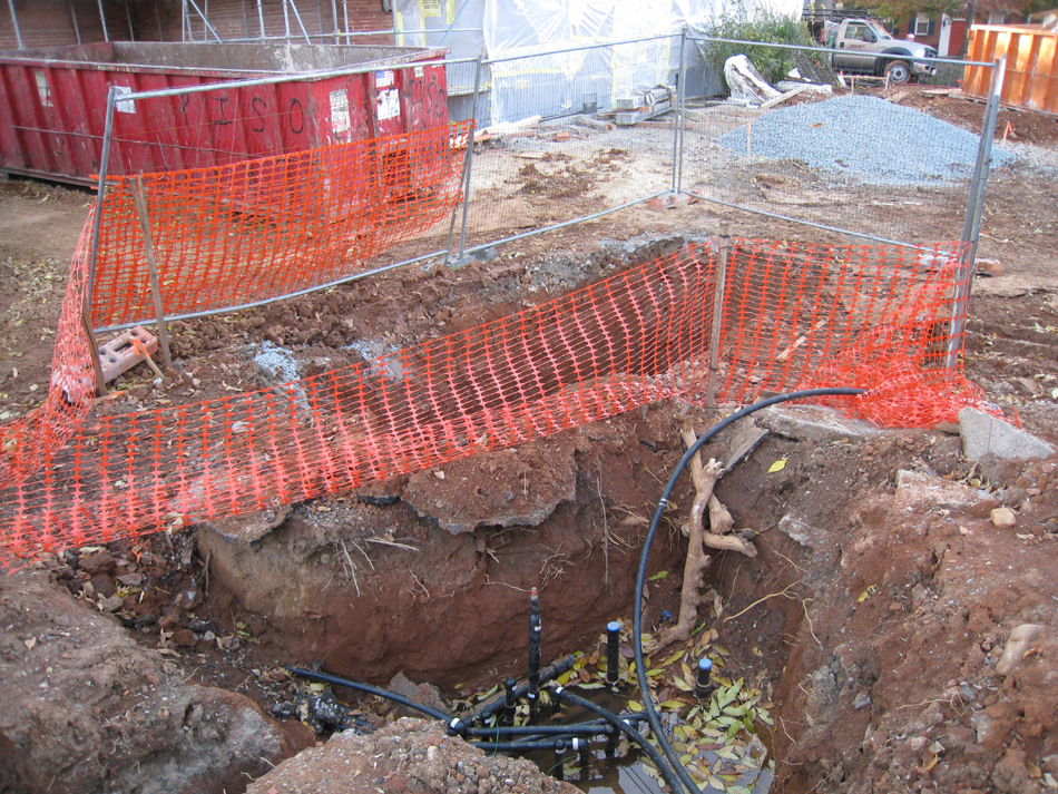 Geothermal/HVAC--Lines from geothermal wells near vault