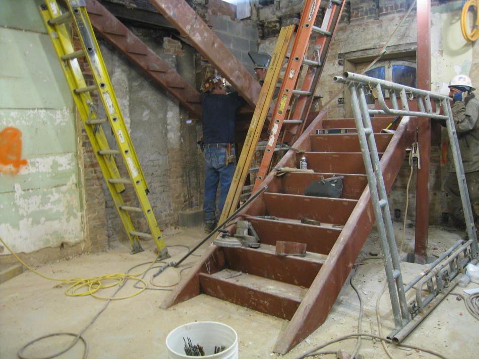 Basement--West stair construction