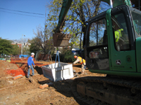 Geothermal/HVAC--Lowering vault sections into place - November 8, 2010